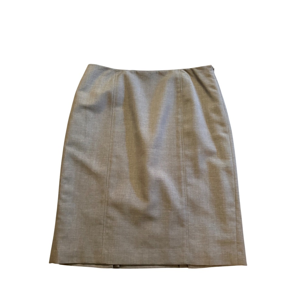 Kasper Womens Grey Lined Pencil Skirt Side Zip Petite 10P Classic Minimalist